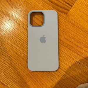 14 pro max Apple phone case in blue, worn